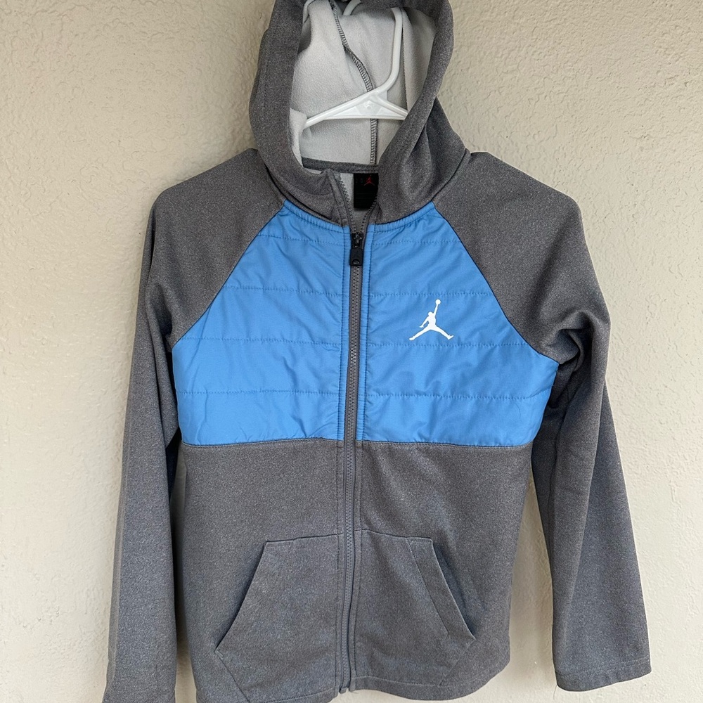 Kids Gray and Blue Jordan hoodie